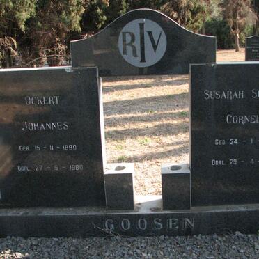 GOOSEN Ockert Johannes 1890-1980 &amp; Susarah Susanna Cornelia 1893-1976