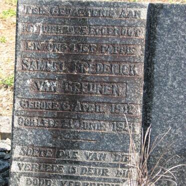 GREUNEN Samuel ,van 1912-1951