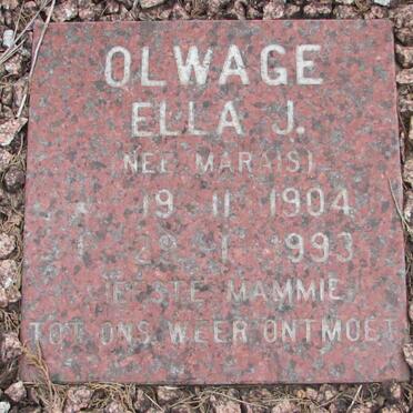 OLWAGE Ella J. nee MARAIS 1904-1993