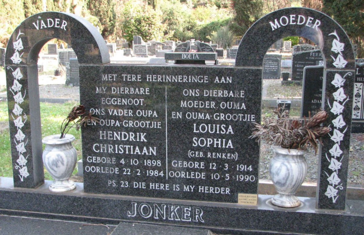 JONKER Hendrik Christiaan 1898-1984 &amp; Louisa Sophia RENKEN 1914-1990