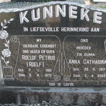 KUNNEKE Roelof Perus 1916-1972 &amp; Anna Catharina 1917-2003