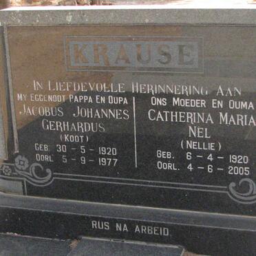 KRAUSE Jacobus Johannes Gerhardus 1920-1977 &amp; Catharina Maria NEL 1920-2005