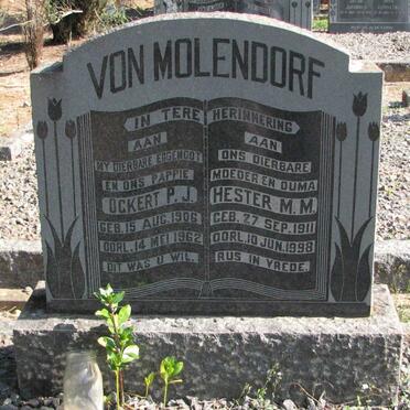MOLENDORF Ockert P.J., von 1906-1962 &amp; Hester M.M. 1911-1998