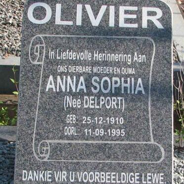 OLIVIER Anna Sophia nee Delport 1910-1995