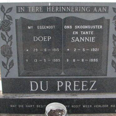 PREEZ Doep, du 1915-1985 &amp; Sannie 1921-1995