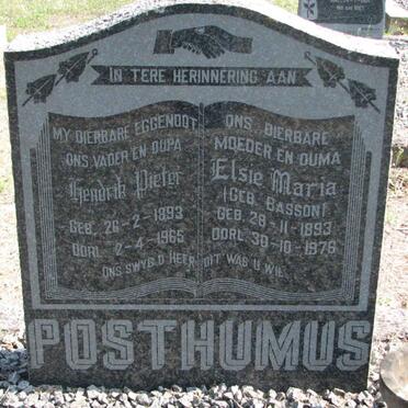 POSTHUMUS Hendrik Pieter 1893-1965 &amp; Elsie Maria BASSON 1893-1976