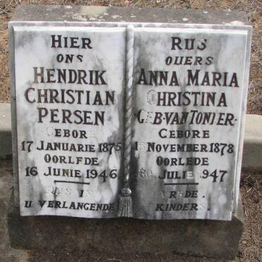 PERSEN Hendrik Christian 1875-1946 &amp; Anna Maria Christina VAN TONDER 1878-1947