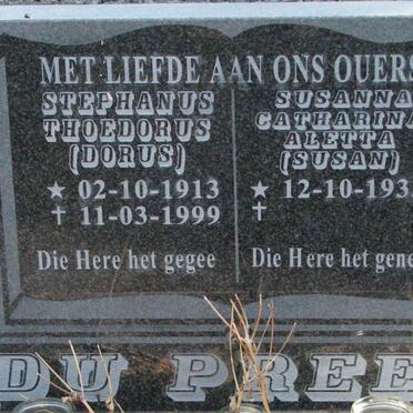 PREEZ Stephanus Thoedorus, du 1913-1999 &amp; Susanna Catharina Aletta 1933-