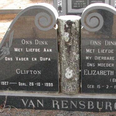RENSBURG Clifton,van 1927-1999 &amp; Elizabeth Gertruida 1913-1978
