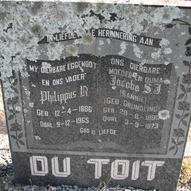 TOIT Philippus R., du 1886-1965 &amp; Jacoba S.J. GRUNDLING 1890-1973
