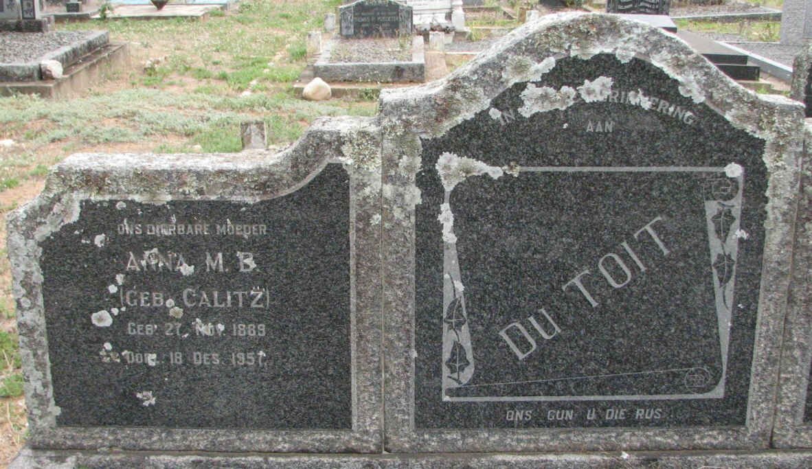 TOIT Anna M.B., du nee CALITZ 1889-1951