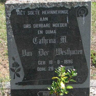 WESTHUIZEN Cathrina M., van der 1896-1965