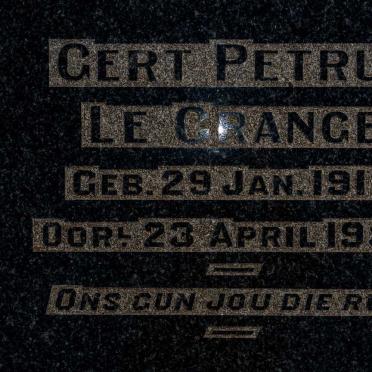 GRANCE Gert Petrus, le 1912-1956