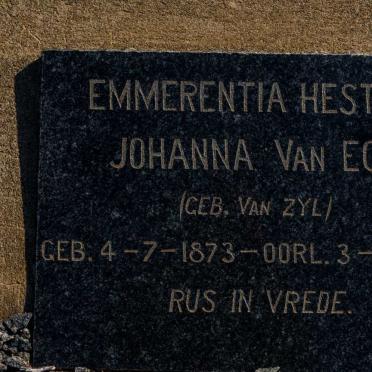 ECK Emmerentia Hester Johanna, van nee VAN ZYL 1873-1953