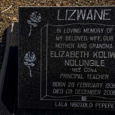 LIZWANE Nolungile Elizabeth Koliwe nee CONA 1936-2000