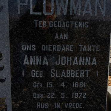 PLOWMAN Anna Johanna nee SLABBERT 1881-1972