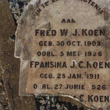 KOEN Fred W.J. 1903-1926 :: KOEN Fransina J.C. 1911-1926 :: KOEN ? C.