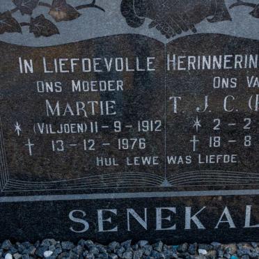 SENEKAL T.J.C. 1902-1976 &amp; Martie VILJOEN 1912-1976