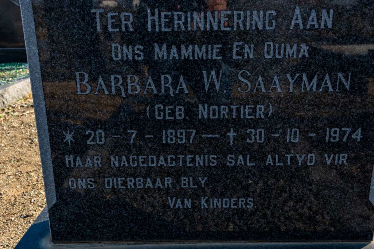 SAAYMAN Barbara W. nee NORTIER 1897-1974