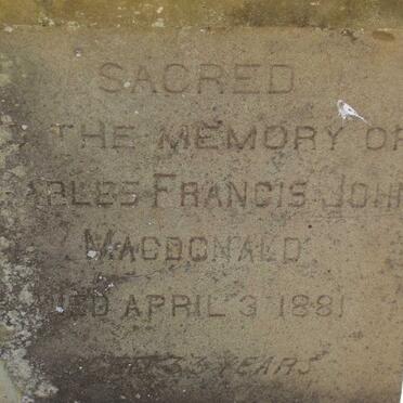 MACDONALD Charles Francis John -1881