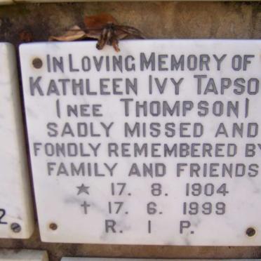 TAPSON Kathleen Ivy nee THOMPSON 1904-1999