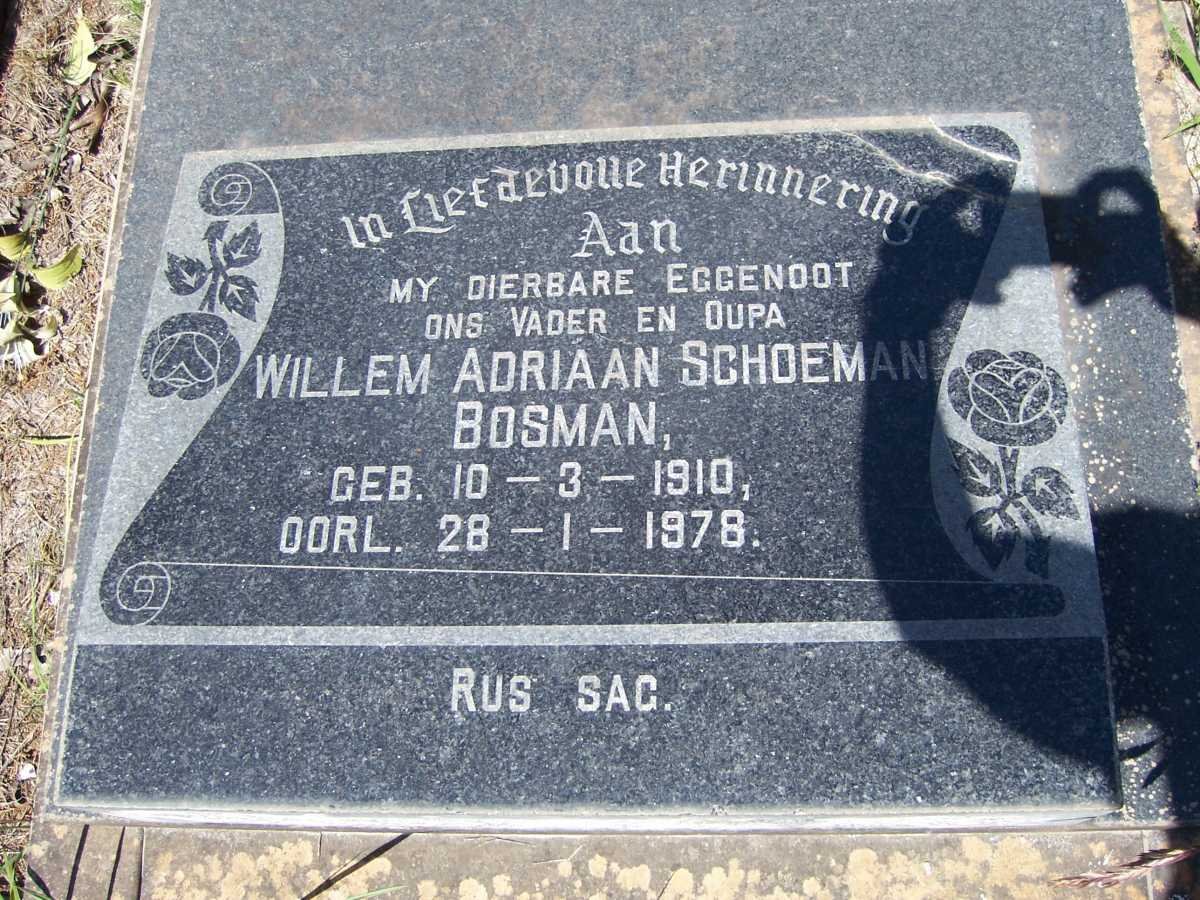 BOSMAN Willem Adriaan Schoeman 1910-1978