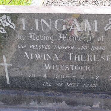LINGAM Alwina Theresa nee WITTSTOCK 1910-1991