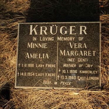 KRUGER Minnie Amelia 1881-1954 :: KRUGER Vera Margaret nee DENT 1896-1960