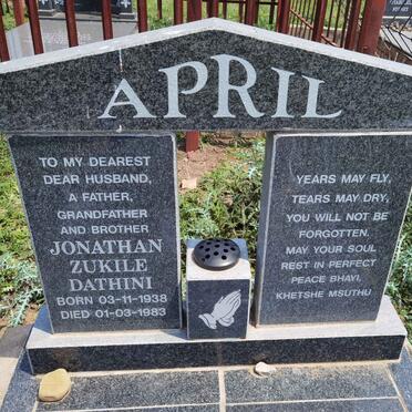 APRIL Jonathan Zukile Dathini 1938-1983