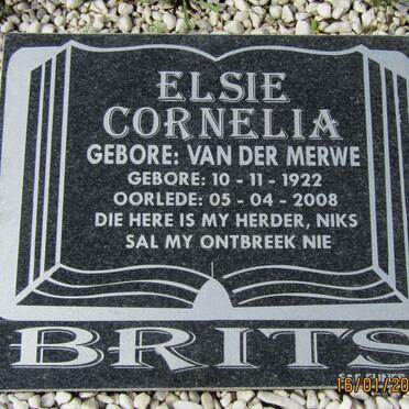 BRITS Elsie Cornelia nee VAN DER MERWE 1922-2008