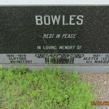 BOWLES Clifford Mountfort 1892-1979 &amp; Aletta MARAIS 1897-1991