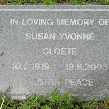CLOETE Susan Yvonne 1919-2008
