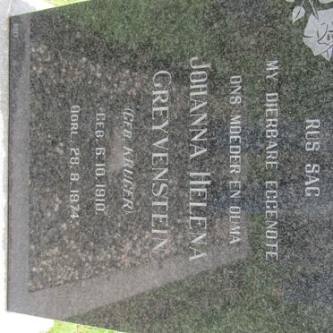 GREYVENSTEIN Johanna Helena nee KRUGER 1910-1974