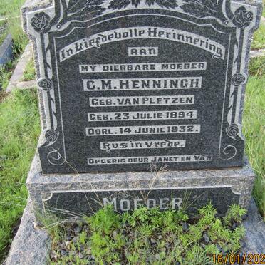HENNINGH C.M. nee VAN PLETZEN 1894-1932