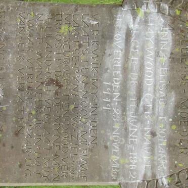 HAYWOOD Anna Elisabet Johanna nee NAUDE 1862-1919