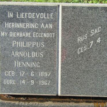 HENNING Philippus Arnoldus 1897-1967