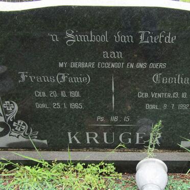 KRUGER Frans 1901-1965 &amp; Cecilia VENTER 1904-1992