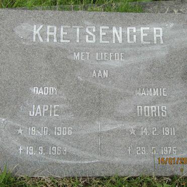 KRETSENGER Japie 1906-1963 &amp; Doris 1911-1975