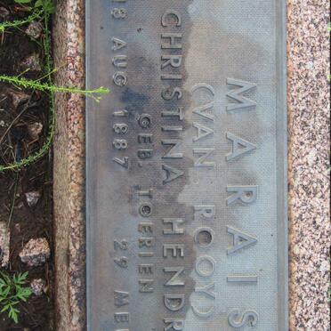 MARAIS Christina Hendrina voorheen VAN ROOY nee TOERIEN 1887-1967