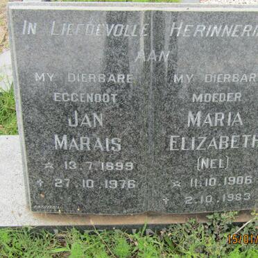 MARAIS Jan 1899-1976 &amp; Maria Elizabeth NEL 1906-1983