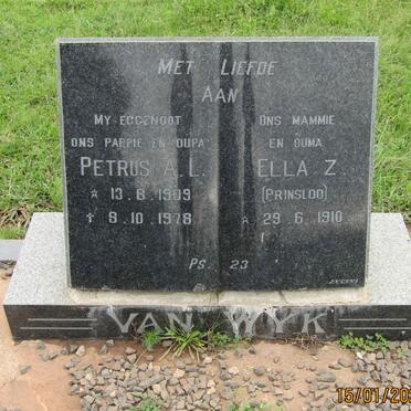WYK Petrus A.L., van 1909-1978 &amp; Ella Z. PRINSLOO 1910-