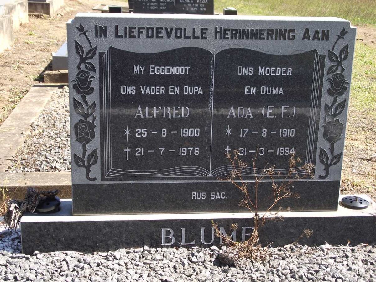 BLUME Alfred 1900-1978 &amp; E.F. 1910-1994