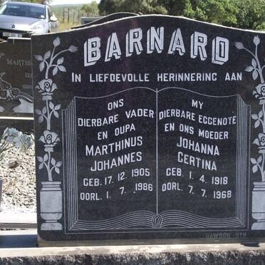 BARNARD Marthinus Johannes 1905-1986 &amp; Johanna Gertina 1918-1968