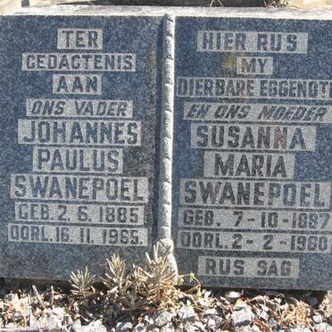 SWANEPOEL Johannes Paulus 1885-1965 &amp; Susanna Maria 1887-1960