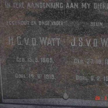 WATT H.C.. v.d.  1865-1919 &amp; J.S. 1899-1936