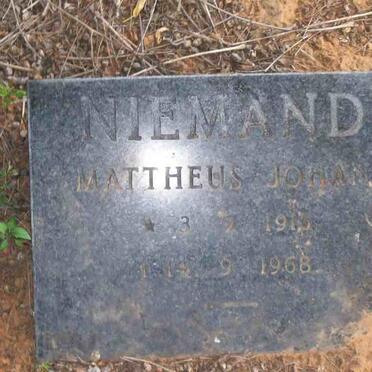 NIEMAND Mattheus Johan 1916-1968