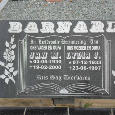 BARNARD Jan M. 1930-2000 &amp; Lydia J. 1933-1997