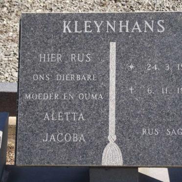 KLEYNHANS Aletta Jacoba 1903-1983