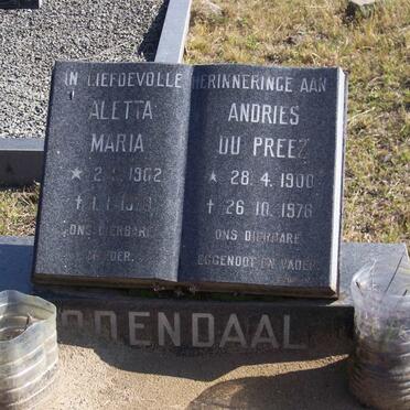ODENDAAL Andries du Preez 1900-1978 &amp; Aletta Maria 1902-1979