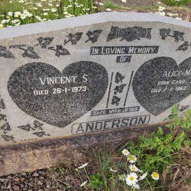 ANDERSON Vincent S. -1973 &amp; Alice M. CARD -1963